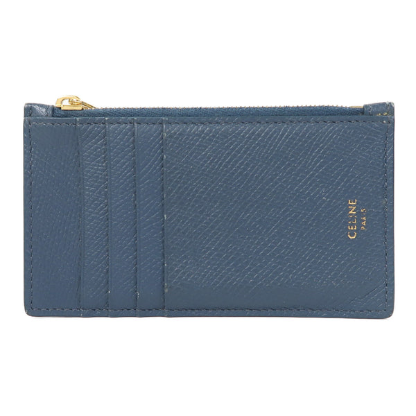 CELINE GHW Coin Case Purse Calfskin Leather Blue