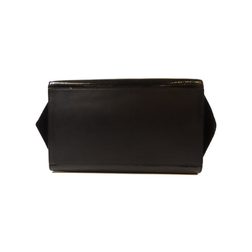 CELINE GHW Trapeze 2 Way Shoulder Bag Patent Leather Black