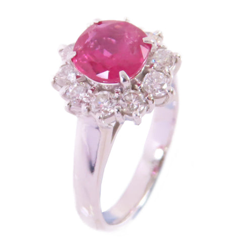 Jewelry 1.54ct Ruby 0.75ct Diamond Ring US#5.5 PT900 Platinum