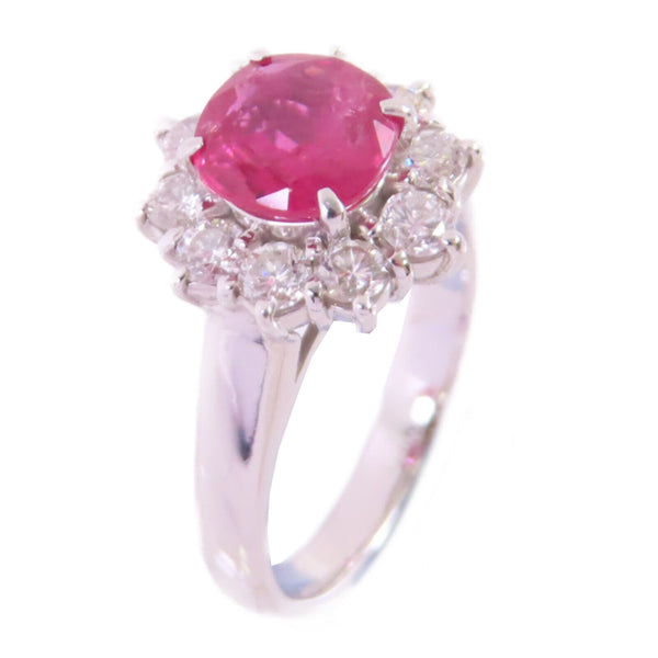 Jewelry 1.54ct Ruby 0.75ct Diamond Ring US#5.5 PT900 Platinum