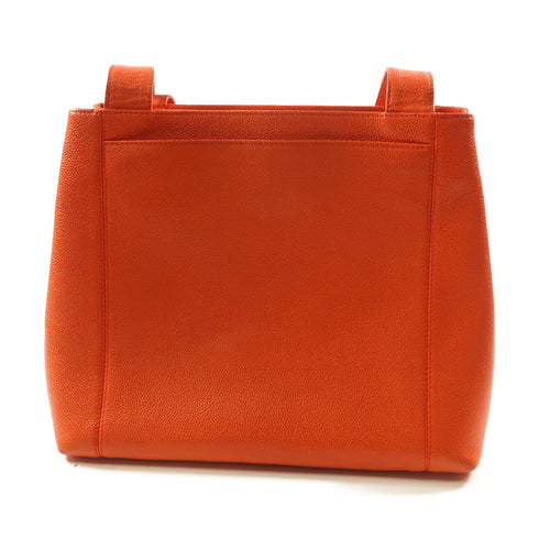 CHANEL CC GHW Shoulder Bag Calfskin Leather Orange