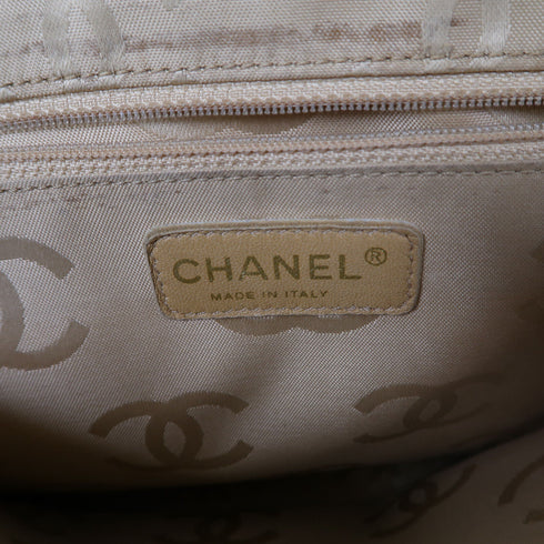 CHANEL Quilted CC GHW Hand Bag Calfskin Leather Beige