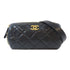 CHANEL Quilted CC GHW Coin Boston Shoulder Bag Caviar Leather Black