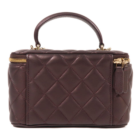 CHANEL CC GHW Vanity Case 2 Way Shoulder Bag AP2199 Lambskin Leather
