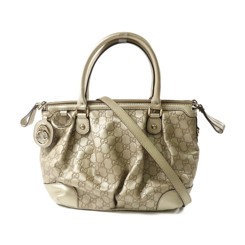 GUCCI GG GHW 2 Way Bag 247902 Calfskin Leather Gold