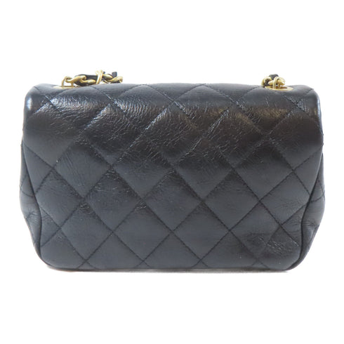 CHANEL Quilted CC GHW Mini Flap Pearl Shoulder Bag AS3000 Calfskin Leather Black