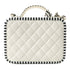 CHANEL Quilted CC SHW Vanity Case 2 Way Shoulder Bag Caviar Leather White Black