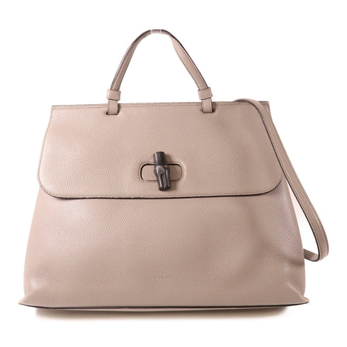 GUCCI GG SHW 2 Way Shoulder Bag Handbag 370830 Calfskin Leather Grey