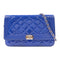 CHANEL CC SHW Wallet On Chain WOC Shoulder Bag Crossbody Patent Leather Blue