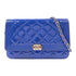 CHANEL CC SHW Wallet On Chain WOC Shoulder Bag Crossbody Patent Leather Blue