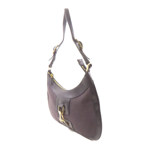 GUCCI GG GHW Shoulder Handbag 001.4128 Canvas Calfskin Leather Black