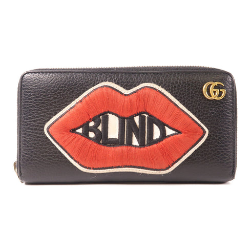 GUCCI GG GHW Long Wallet 474584 Calfskin Leather Black