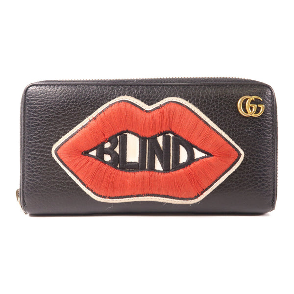 GUCCI GG GHW Long Wallet 474584 Calfskin Leather Black
