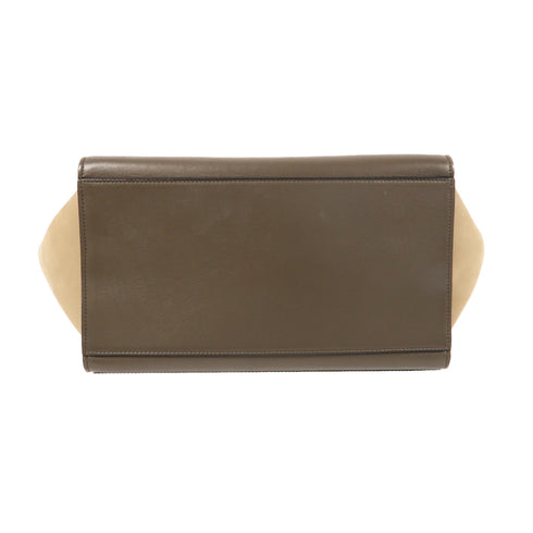 CELINE GHW Trapeze 2 Way Shoulder Bag Handbag Calfskin Leather Beige
