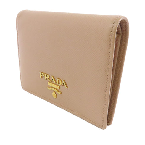 PRADA GHW Wallet 1MV204 Saffiano Leather Beige
