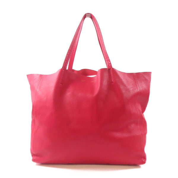 CELINE Tote Bag Shoulder Bag Leather Red