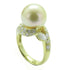 FINE JEWELRY 11.4mm Pearl 0.29ct Diamond Ring 18K Yellow Gold US#6.5