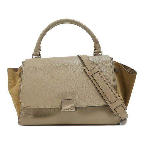 CELINE SHW Trapeze 2 Way Bag 174683MDB Calfskin Leather Beige
