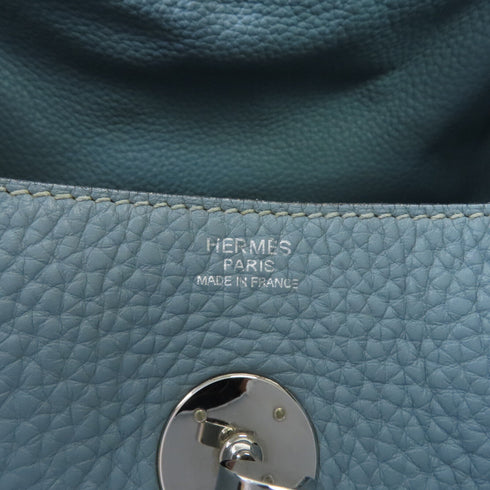 HERMES PHW Lindy 30 2way Shoulder Bag Clemence Leather Ciel/Parchemin Blue