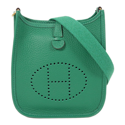 HERMES GHW Evelyne TPM Shoulder Bag Clemence Leather Vert Vertigo