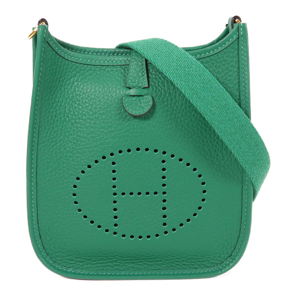 HERMES GHW Evelyne TPM Shoulder Bag Clemence Leather Vert Vertigo