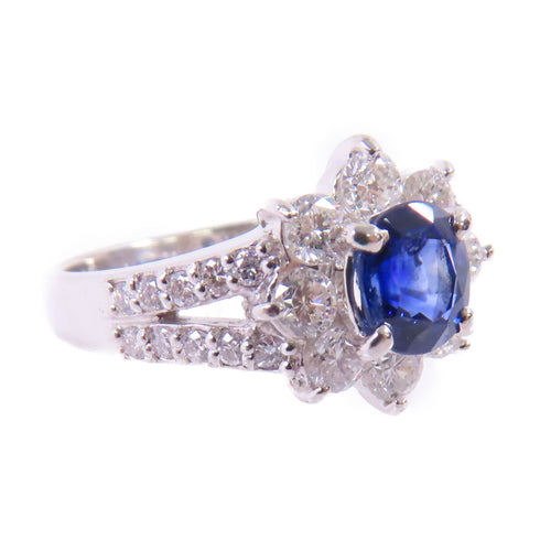 FINE JEWELRY 1.032ct Sapphire 0.91ct Diamond Ring US#6.25 PT900 Platinum