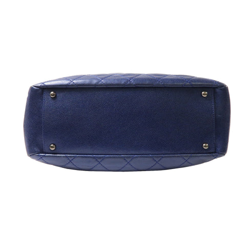 CHANEL Quilted CC SHW Chain Shoulder Bag Calfskin Leather Blue v6