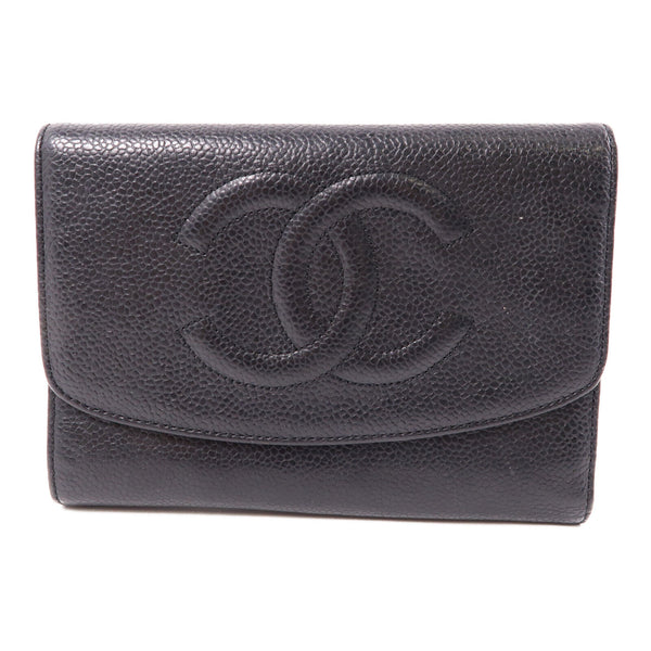 CHANEL CC GHW Wallet Calfskin Leather Black