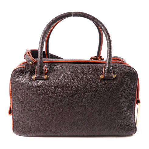 Delvaux Cool Box 2 Way Shoulder Bag Calfskin Leather Brown