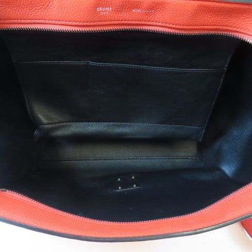 CELINE SHW Trapeze Tote Bag 2 Way Shoulder Handbag S-SN-0112 Calfskin Suede Red