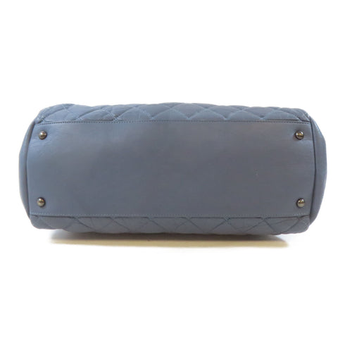 CHANEL Quilted CC Chain Shoulder Handbag Calfskin Leather Blue