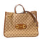 GUCCI GHW Horsebit 2 Way Shoulder Tote Bag 621144 GG Canvas Leather Brown