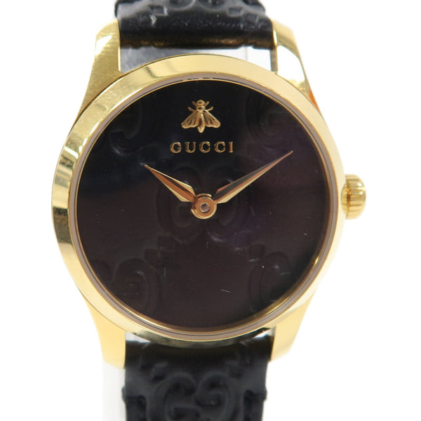 GUCCI Gucci Watch 27mm Quartz Watch 126.5 Leather/Stainless Steel Black