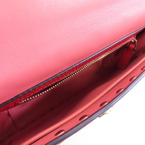 Valentino GHW 2 Way Chain Shoulder Bag Calfskin Leather Pink