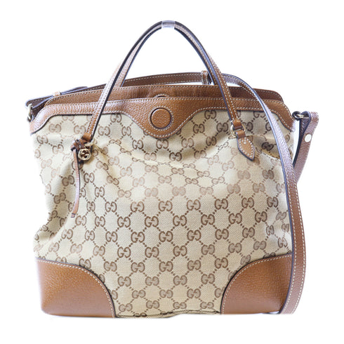 GUCCI GG GHW 2 Way Shoulder Bag Handbag Canvas Brown