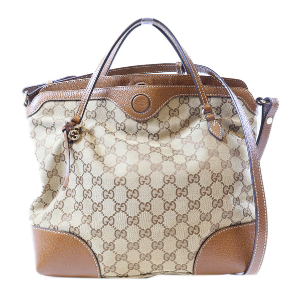GUCCI GG GHW 2 Way Shoulder Bag Handbag Canvas Brown