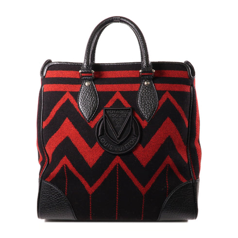 LOUIS VUITTON LV SHW Cabas Veil Tote Bag M95241 Wool Leather Red Black
