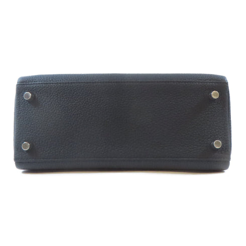 HERMES PHW Kelly 25 2 Way Shoulder Handbag Togo Leather Black Noir