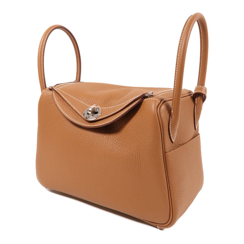 HERMES PHW Lindy 26 2 Way Shoulder Bag Clemence Leather Gold