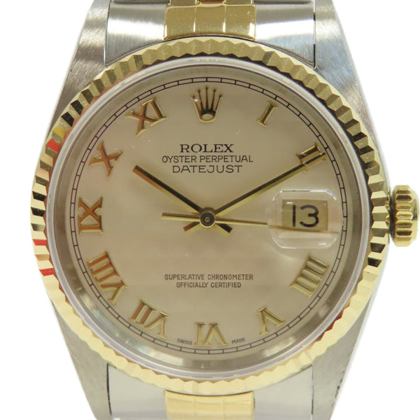 ROLEX Datejust 18K Gold/Stainless Steel Automatic Movement Silver Wrist Watc...