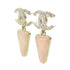 CHANEL CC Pierced Earrings Metal Gold Pink