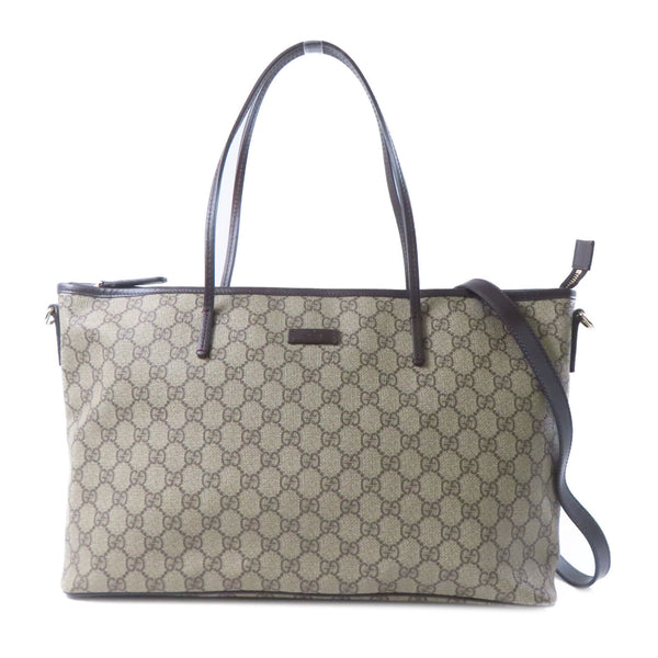 GUCCI GG GHW Tote Bag 2 Way Shoulder Bag Handbag Coated Canvas Brown