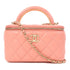 CHANEL Quilted CC GHW 2 Way Chain Shoulder Vanity Case Lambskin Leather Pink