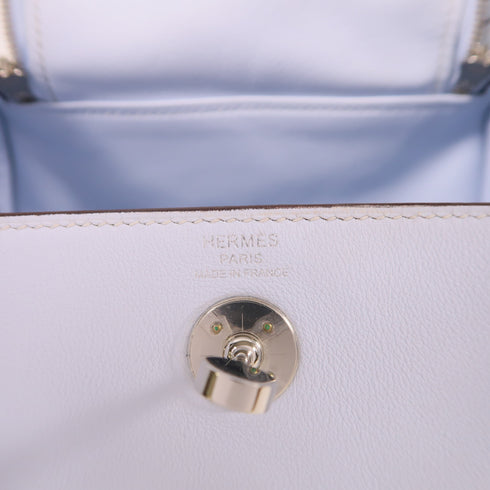 HERMES PHW Mini Lindy 2 Way Shoulder Bag Veau Swift Leather Bleu Pale