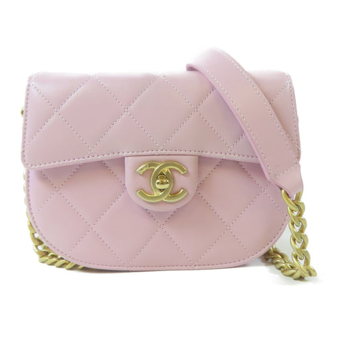 CHANEL Quilted CC GHW Shoulder Crossbody Bag Calfskin Leather Pink