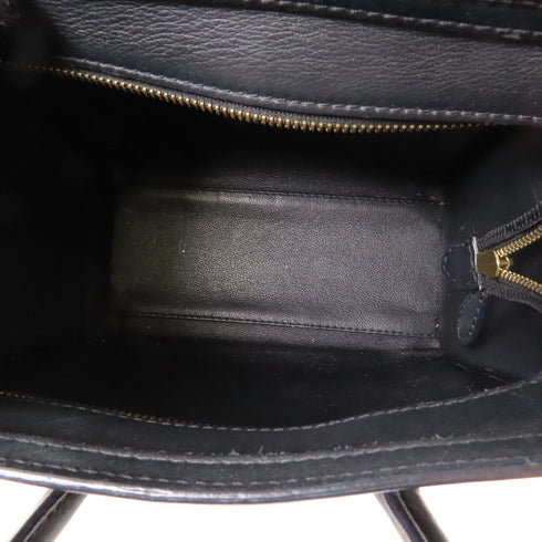 CELINE GHW Nano Luggage 2 Way Bag Suede Calfskin Leather Red Black Beige