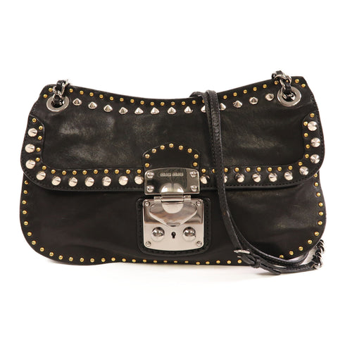 MIU MIU SHW Chain Shoulder Bag Calfskin Leather