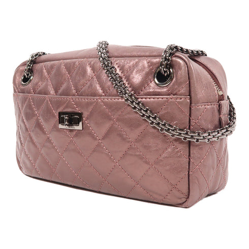 CHANEL CC Chain Shoulder Bag Calfskin Leather Metallic Pink