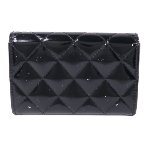 CHANEL CC SHW Card Case Patent Leather Black