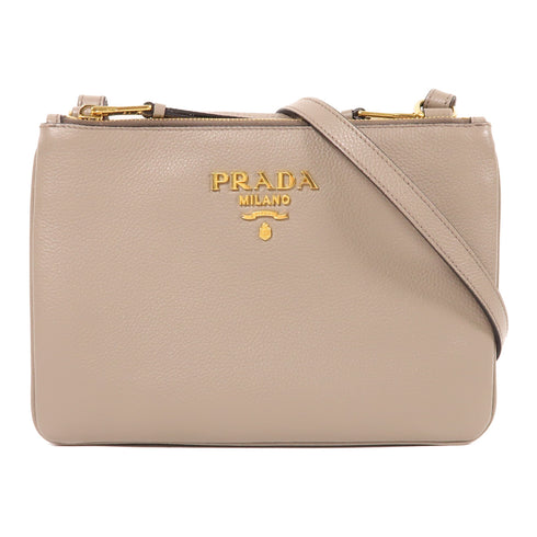 PRADA GHW Shoulder Bag 1BH046 Calfskin Leather Grey